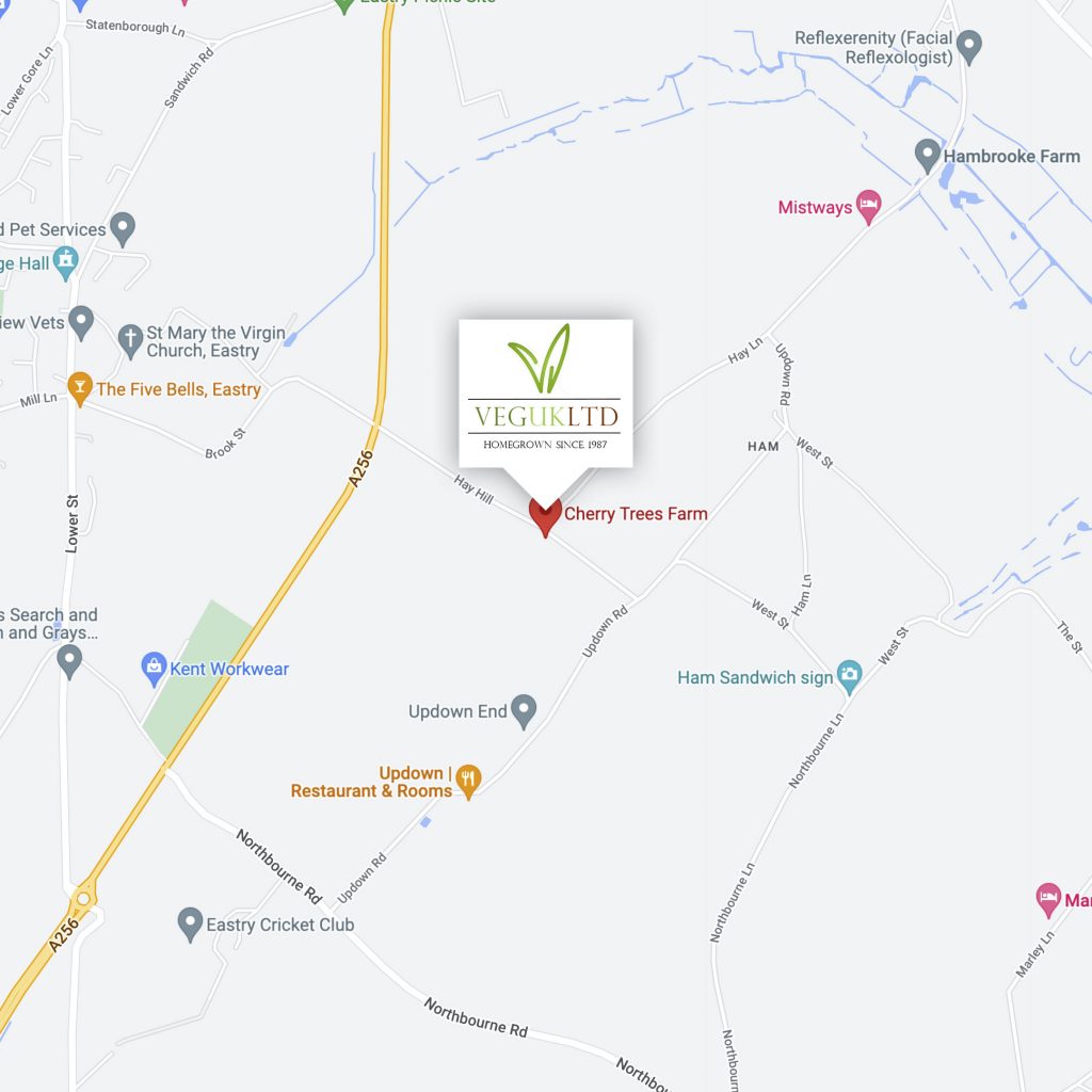 Veg-UK are located Cherry Trees Farm, Hay Hill, Ham, Near Deal, Kent CT14 0ED